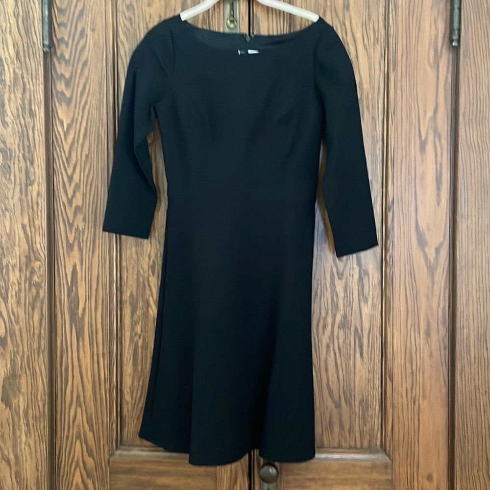 J. Crew boatneck black 3/4 sleeve dress